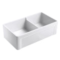 Olde London Fireclay 33 L X 18 W Double Basin Farmhouse Kitchen Sink In White