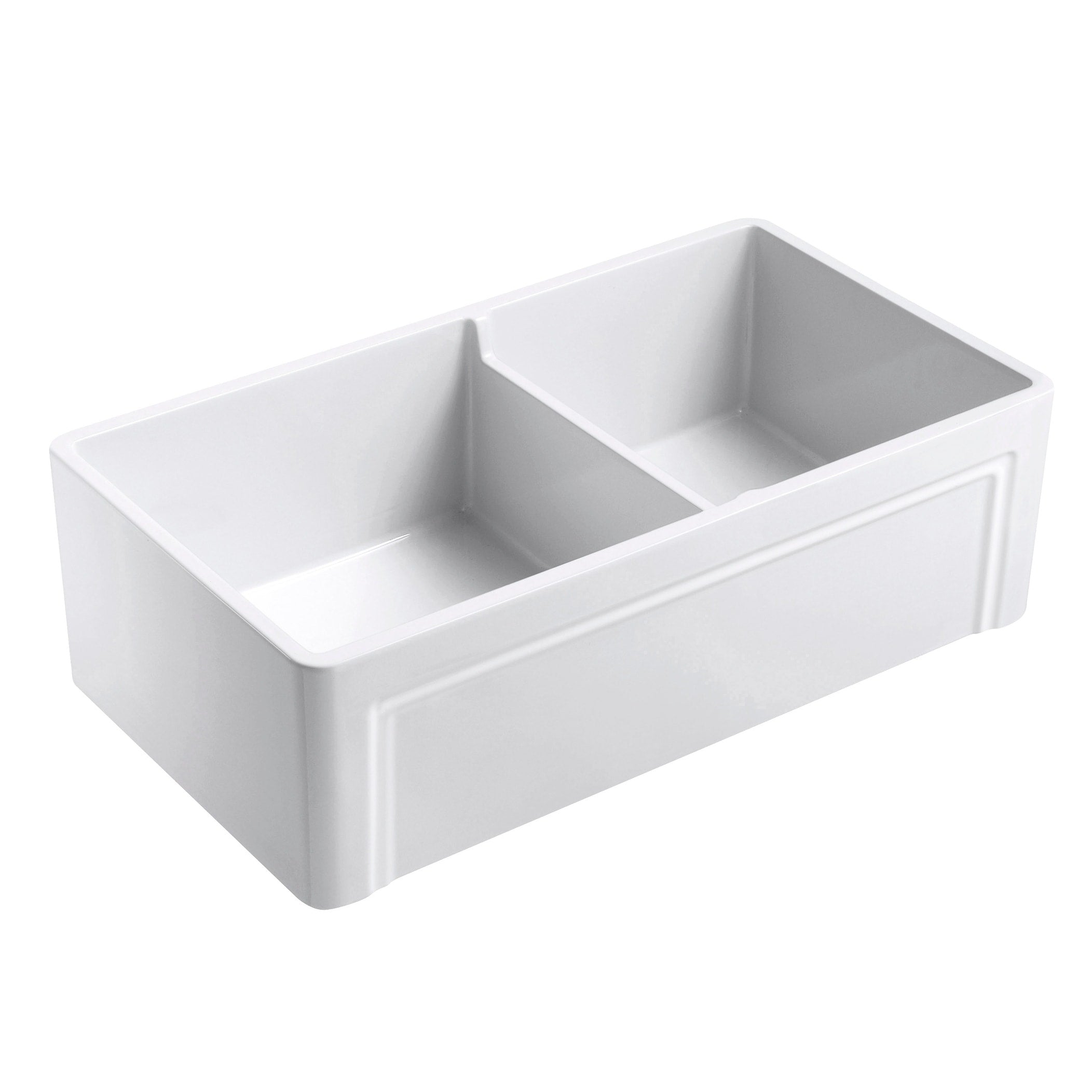 Olde London Fireclay 33 L X 18 W Double Basin Farmhouse Kitchen Sink In White