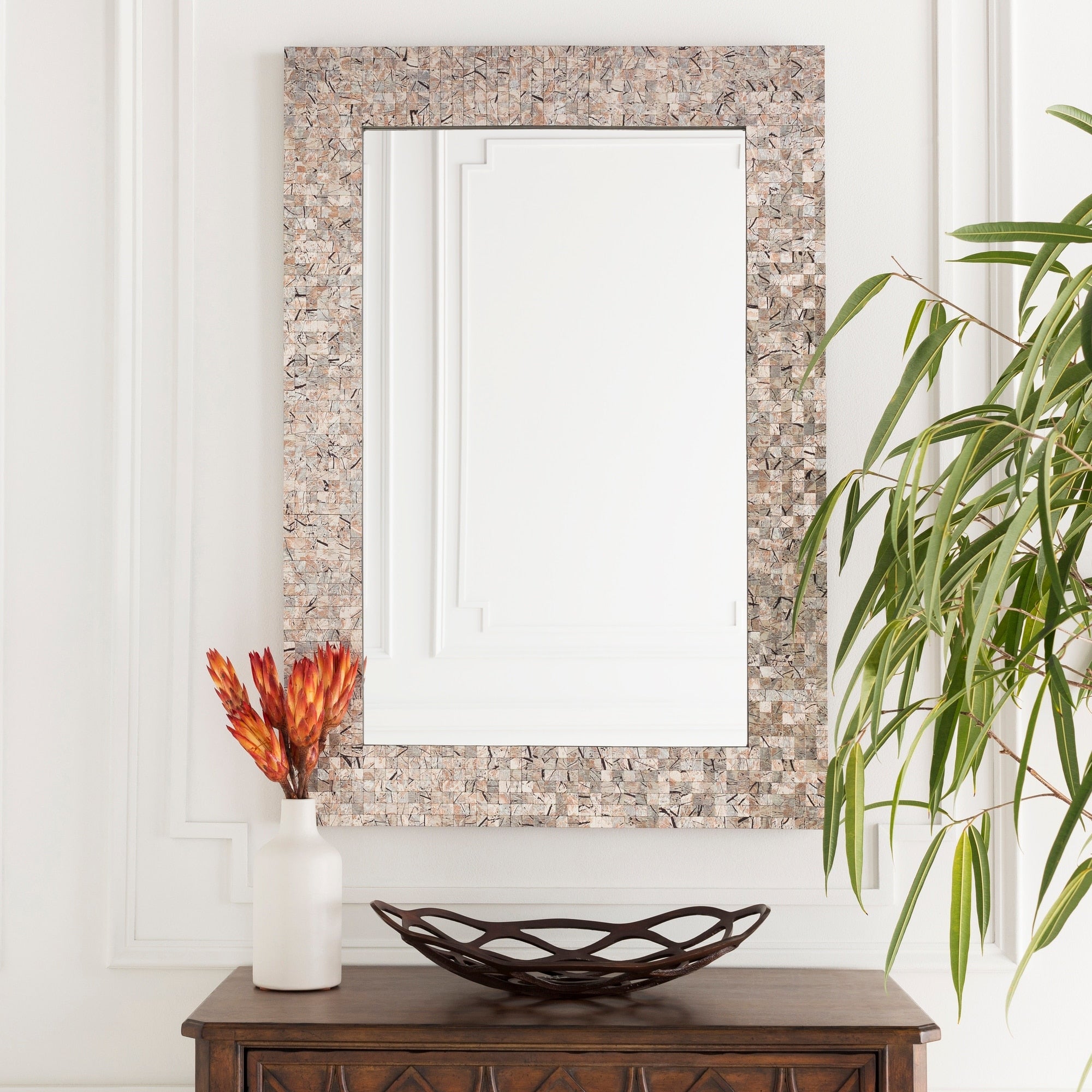 Oldham Mother Of Pearl Inlaid Rectangular Wall Mirror 28 X 40 28 X 40