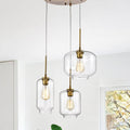 Ole Satin Gold 3 Light Metal Glass Chandelier