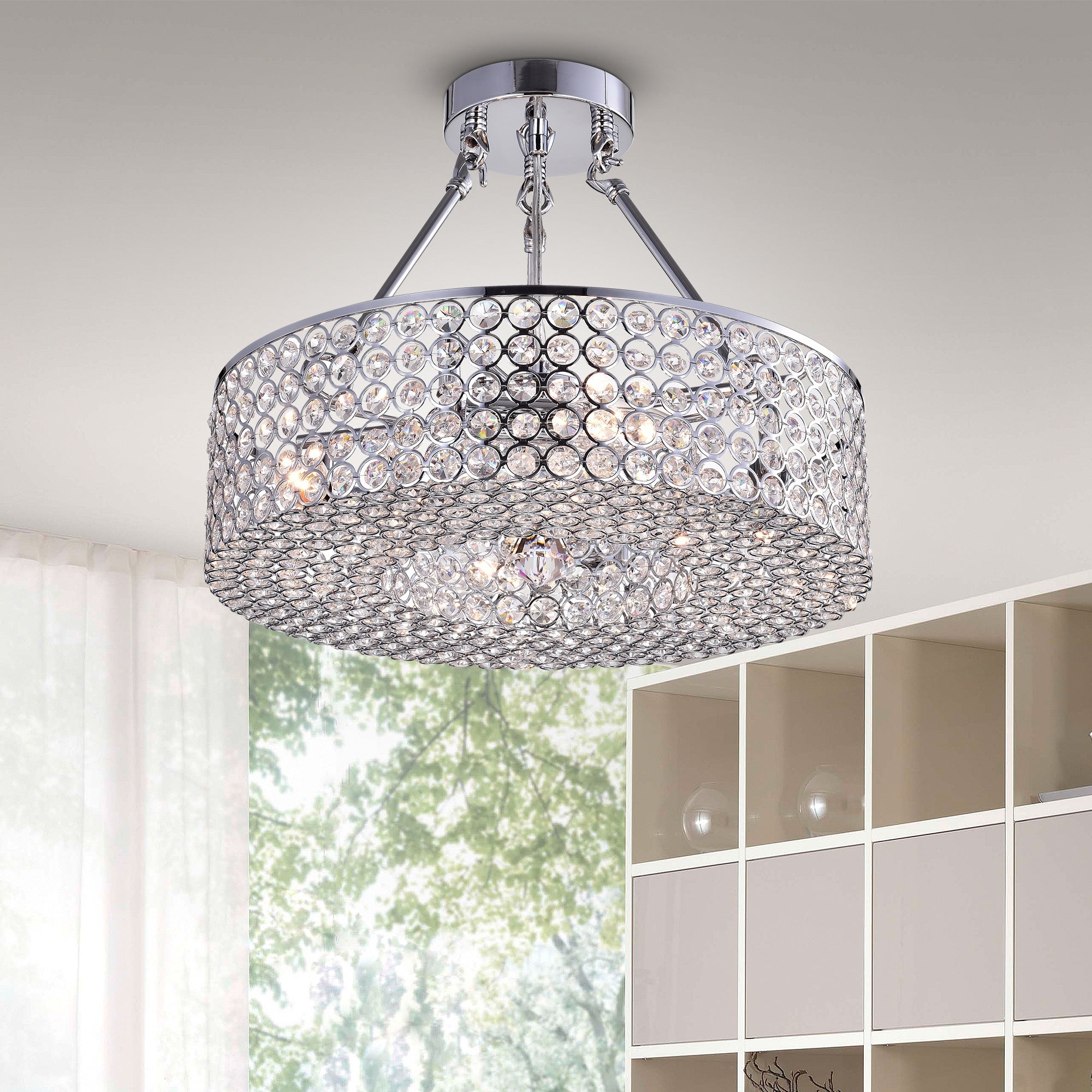 Olenec Chrome 15 Inch Crystal Cake Lamp