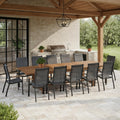 Olin 13 Piece Outdoor Rectangular Extendable Dining Table And Chairs Set Teak Finish Ideal For Patio 13 Pc