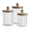 Olive Hill Glass And Mango Wood Canisters Set Of 3