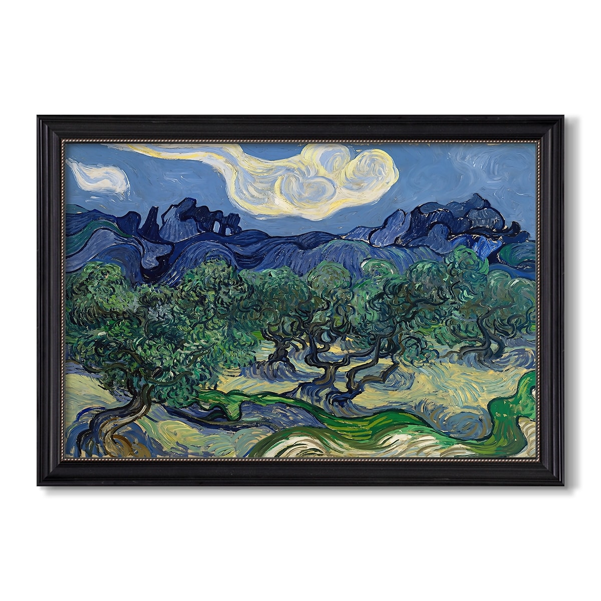 Olive Trees With The Alpilles 1889 Vincent Van Gogh Custom Framed Canvas