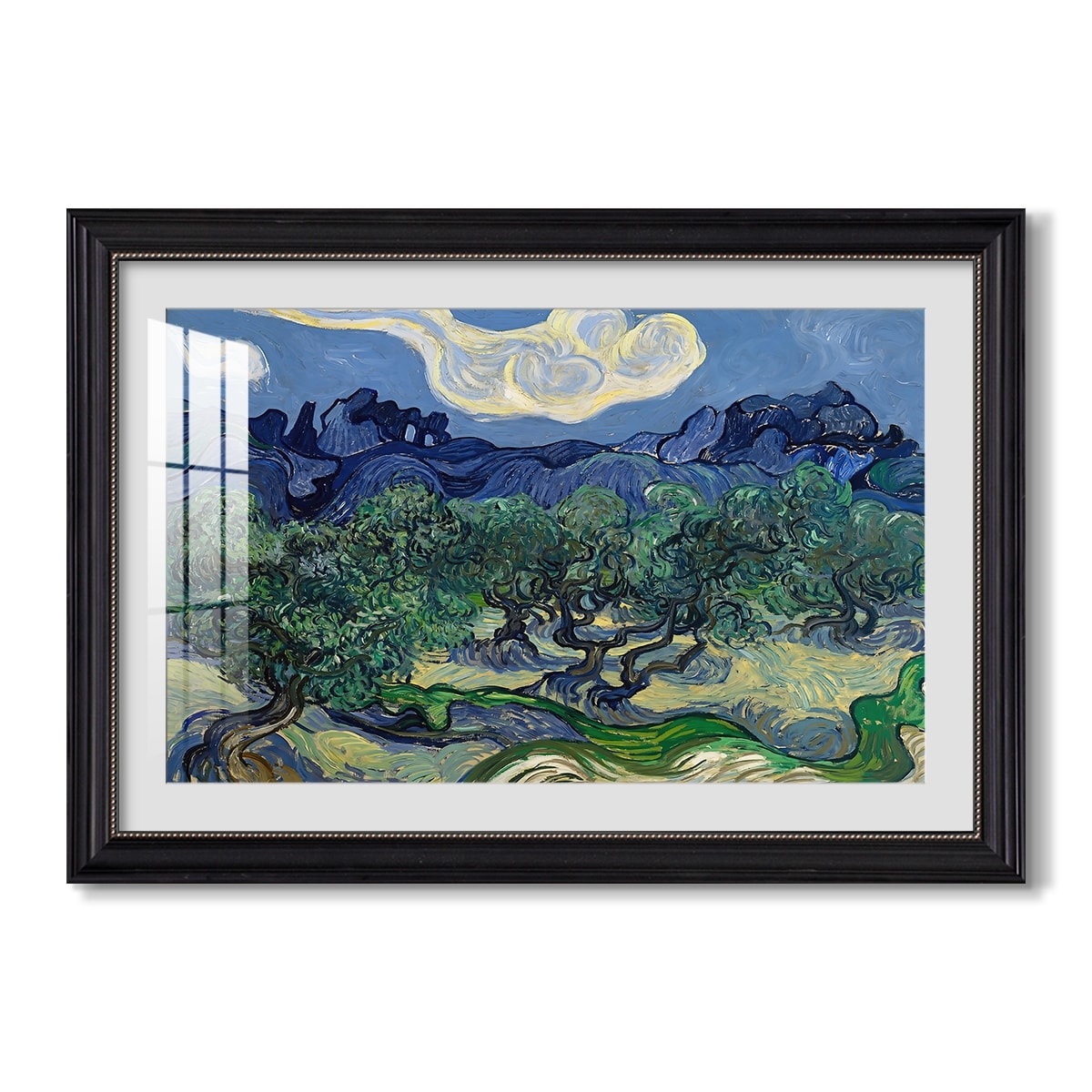 Olive Trees With The Alpilles 1889 Vincent Van Gogh Custom Framed Print