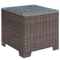 Havenside Home Fleeton Glass Top Outdoor End Table