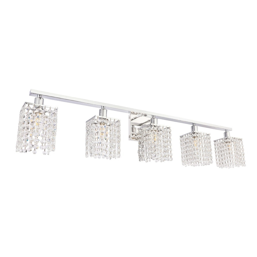Olivia Clear Crystals Gold Silver Iron 5 Light Wall Sconce