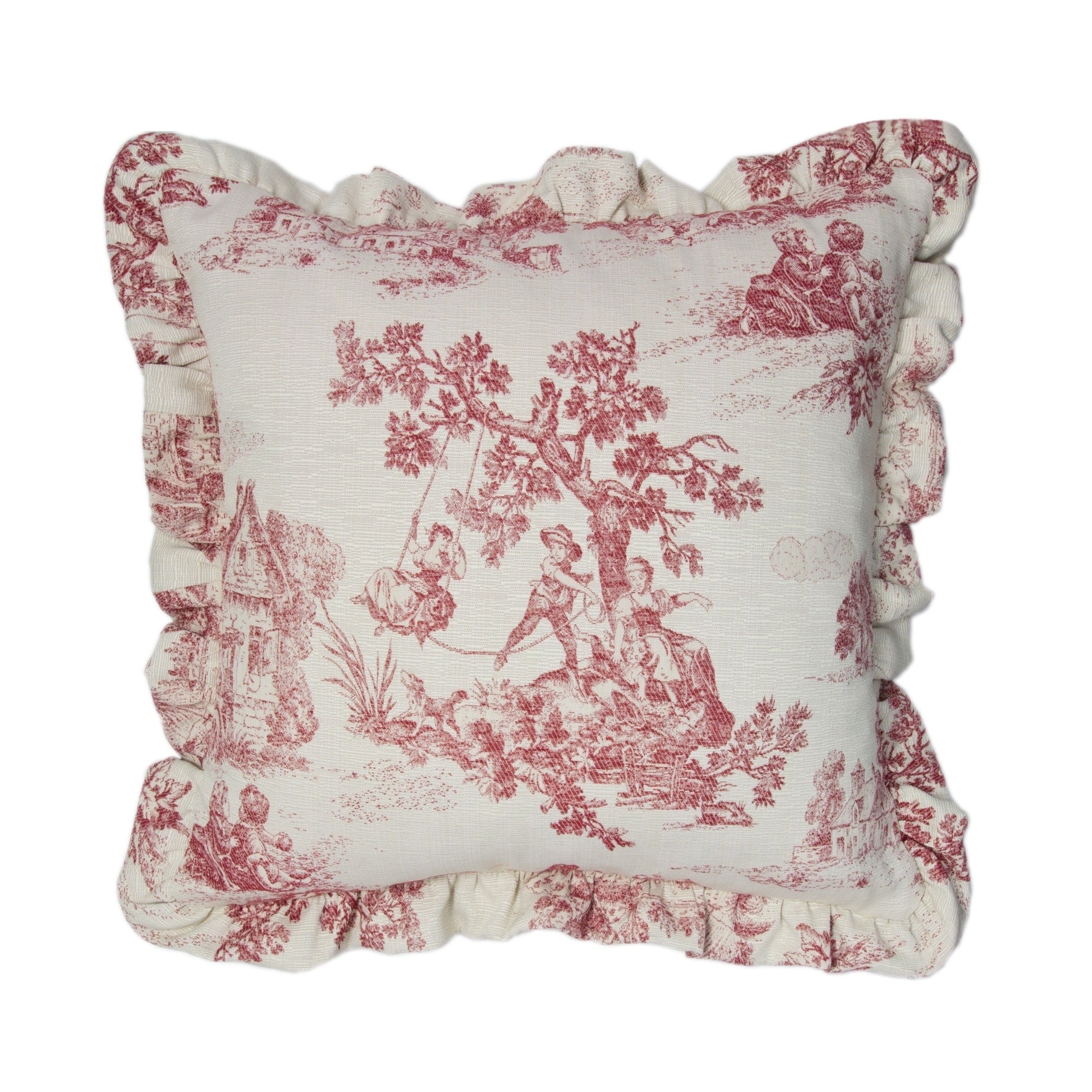 Olivia Quido Cosmopolitan Toile Red 20 Inch Main Pillow