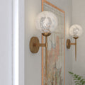 Olson 1 Light Brass Mid Century Modern Wall Sconce Clear Globe Glass 6 In. W X 16.5 In. H X 7 In. D