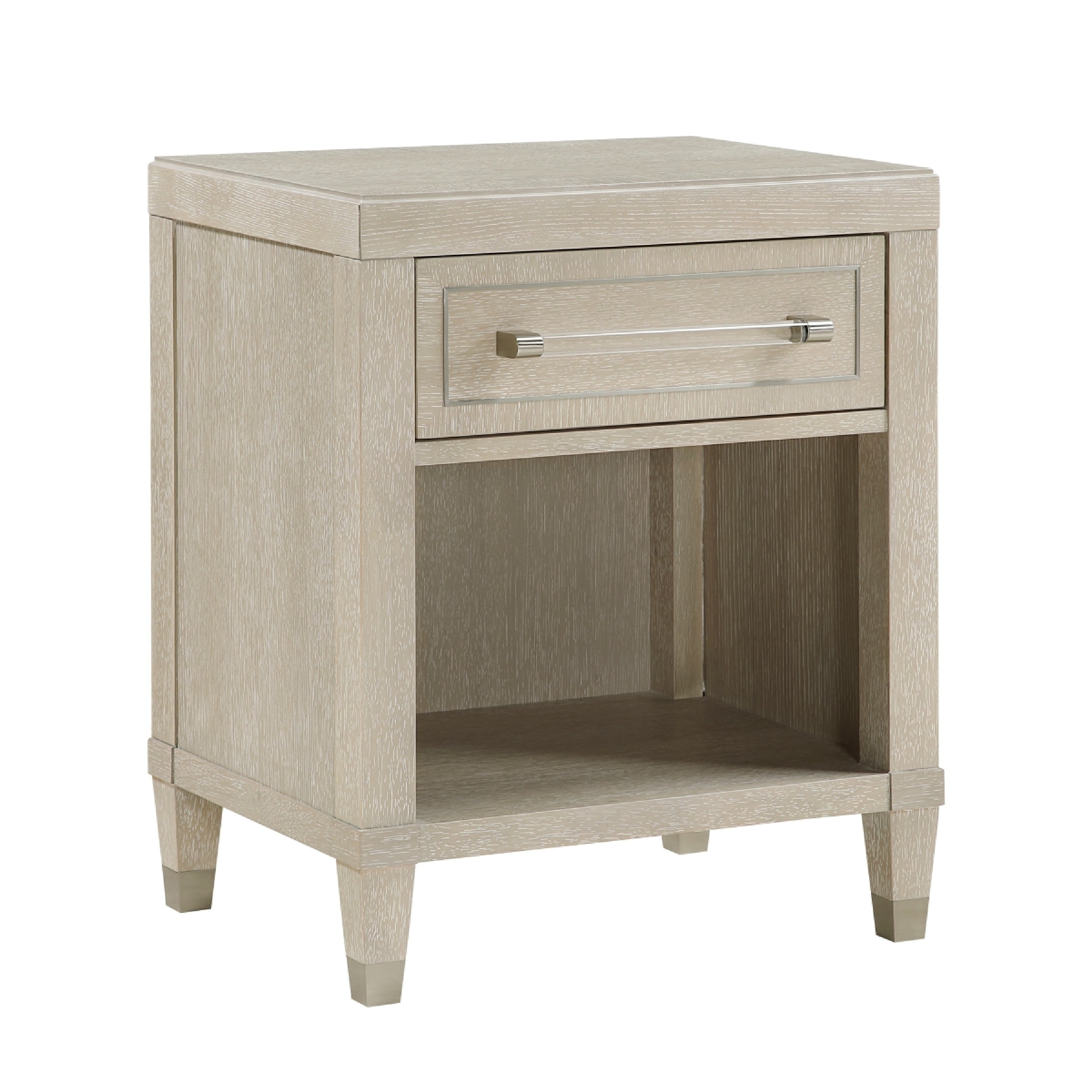 Olto Nightstand With 1 Drawer Usb Ports Cubby Shelf Light Oak Brown