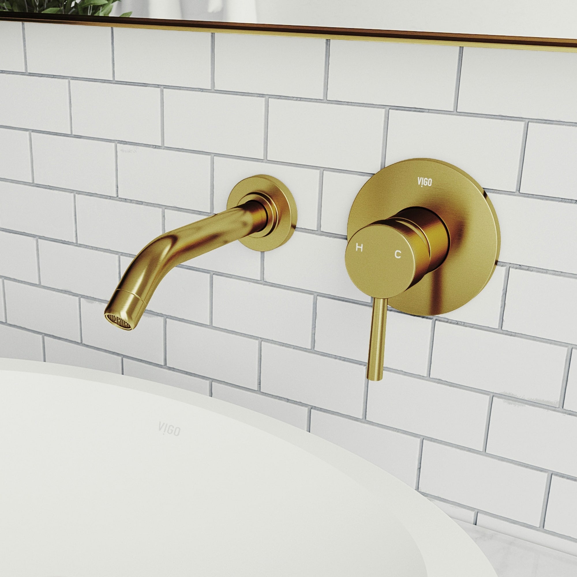 Olus Dual Hole Single Handle Wall Mount Bathroom Faucet With Pop Up Drain In Matte Brushed Gold