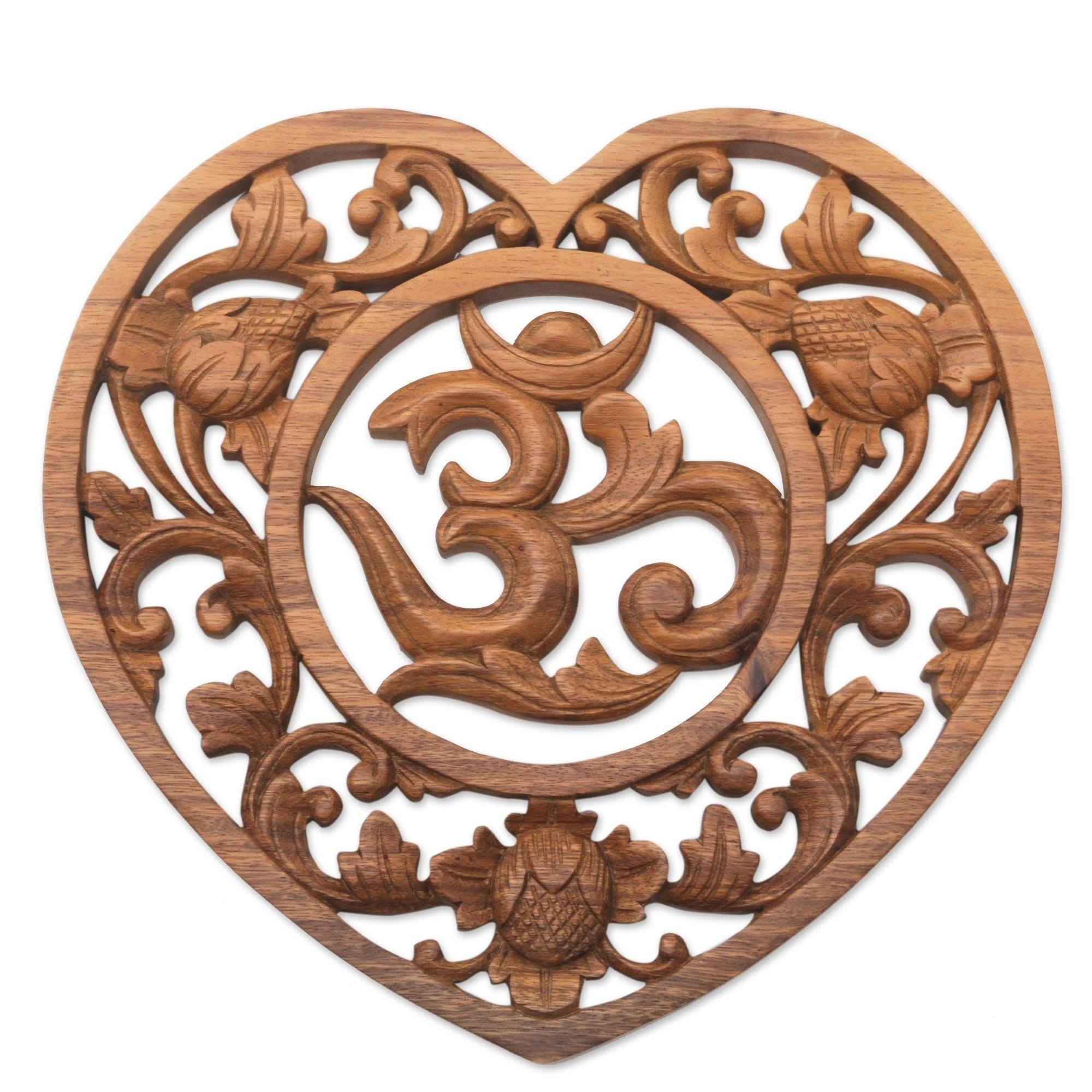 Om Love Wood Relief Panel