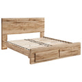 Oma King Panel Storage Bed 2 Footboard Drawers Rustic Brown Wood
