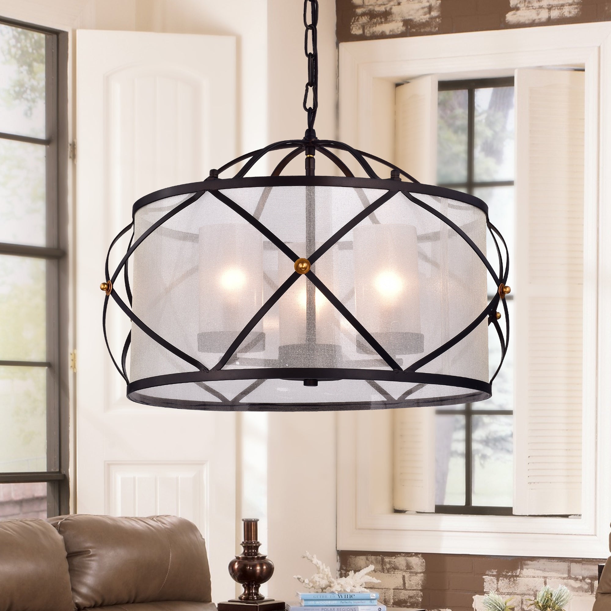 Omolara Antique Bronze Metal 21 Inch Circular Pendant