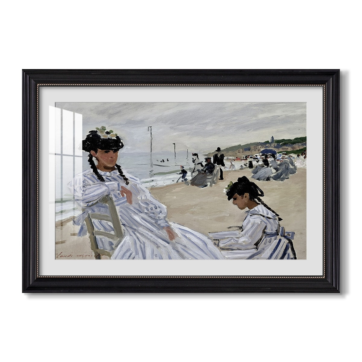 On The Beach At Trouville 1870 Claude Monet Custom Framed Print