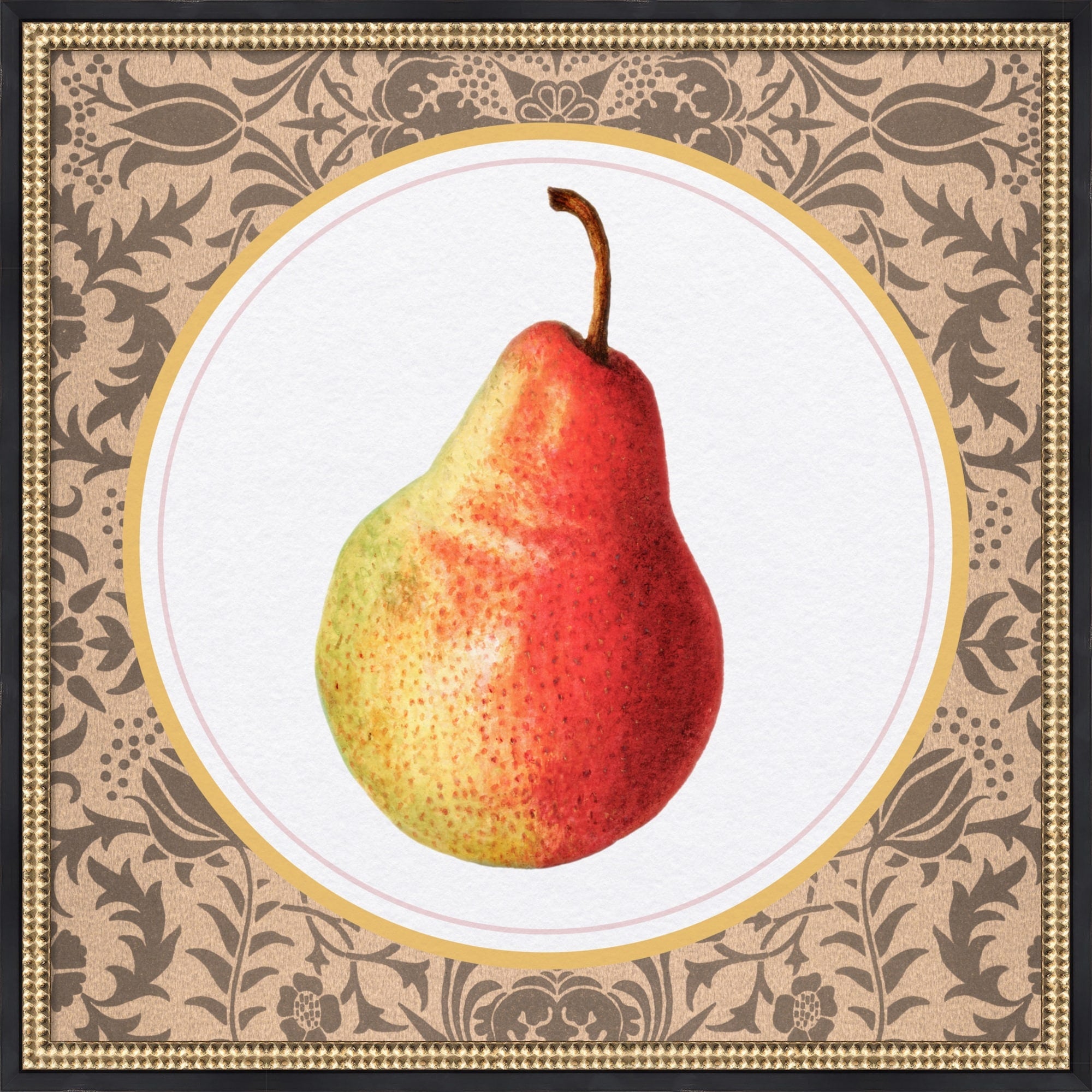Once Upon A Pear By Wild Violets Framed Mounted Canvas Wall Art Print