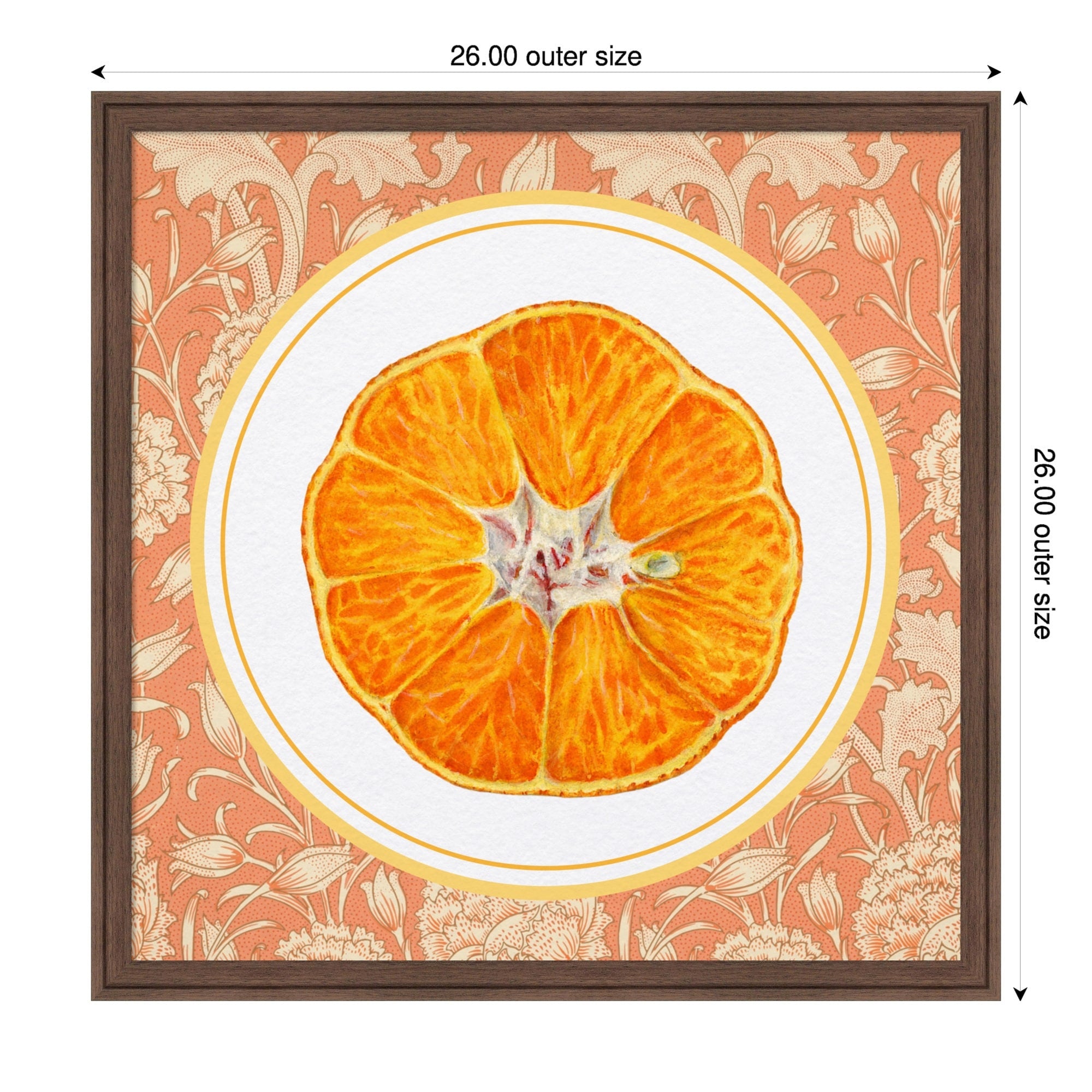 Once Upon An Orange By Wild Violets Framed Mounted Canvas Wall Art Print