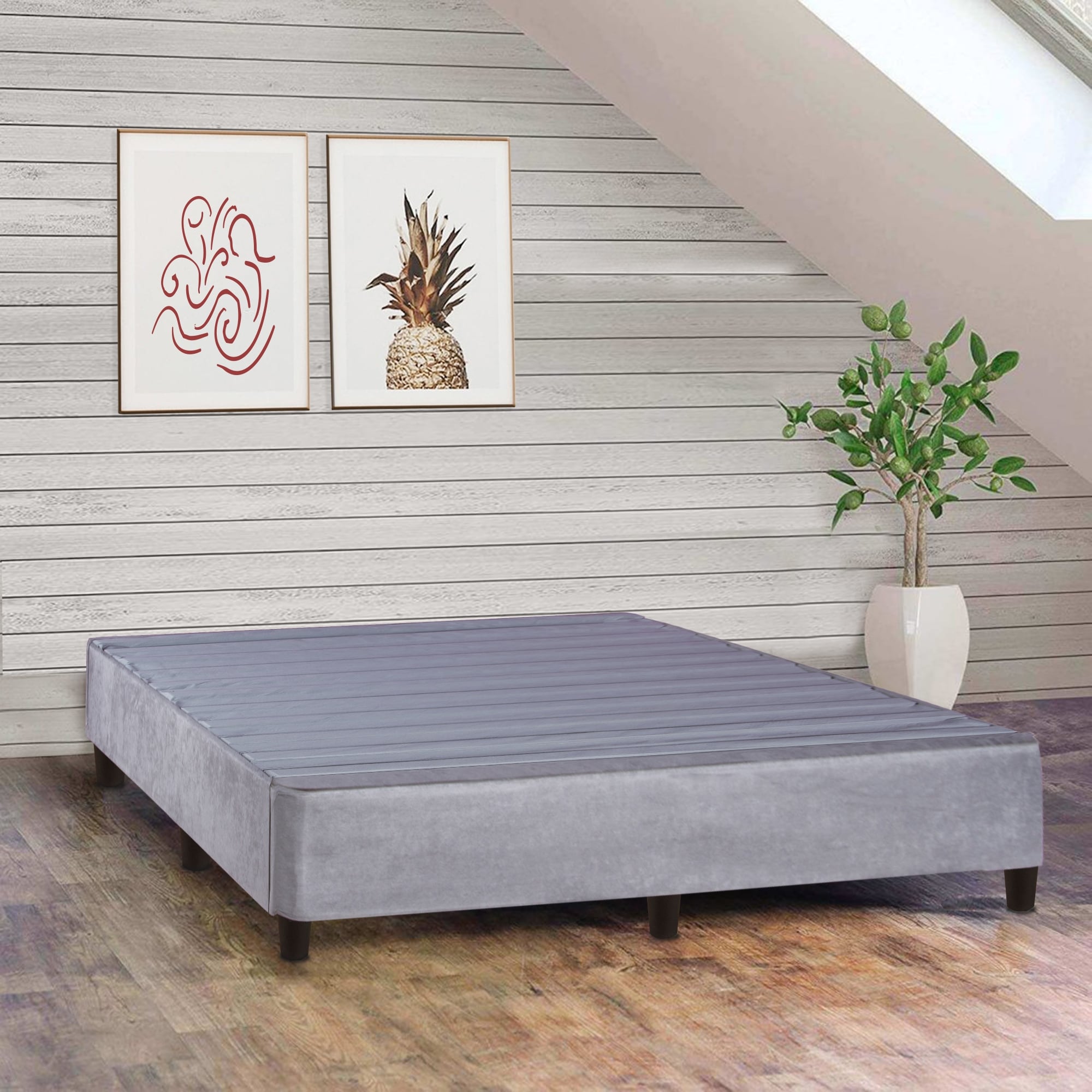 Onetan 13 Inch Platform Bed For Mattress Eliminate Need For Box Spring And Bed Frame Grey
