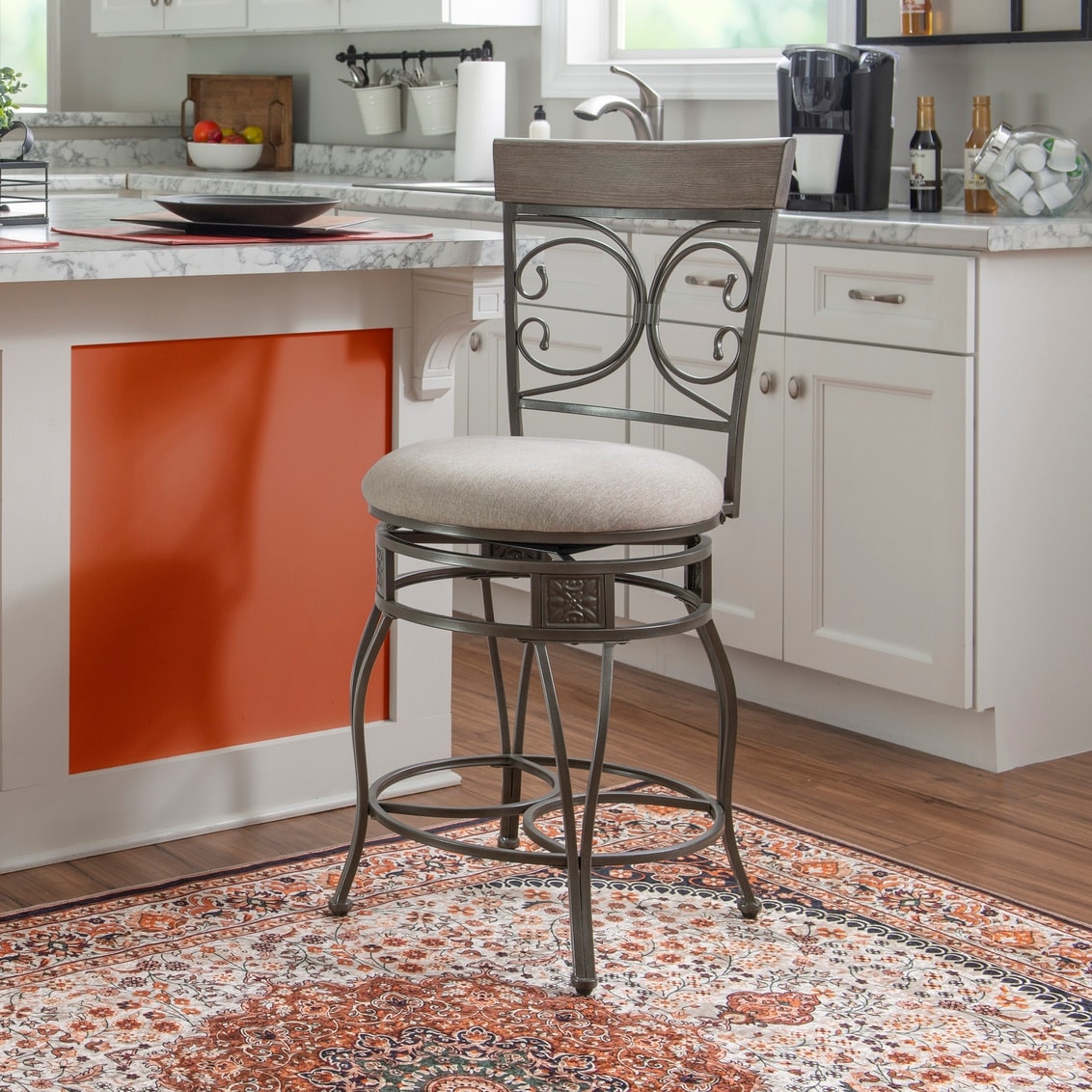 Powell Onyx Scroll Counter Stool