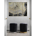 Opal Black Velvet Gold Base Ottoman