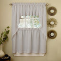 Opaque Grey Ribcord Kitchen Curtain Pieces Tiers Valances Swags