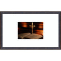Open Bible And Crucifix Wood Framed Wall Art Print