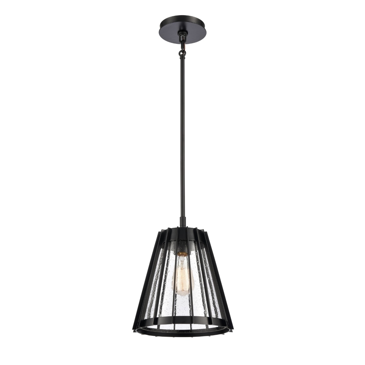 Open Louvers 10 Inch Wide 1 Light Pendant In Matte Black 10In W X 10In D X 12In H