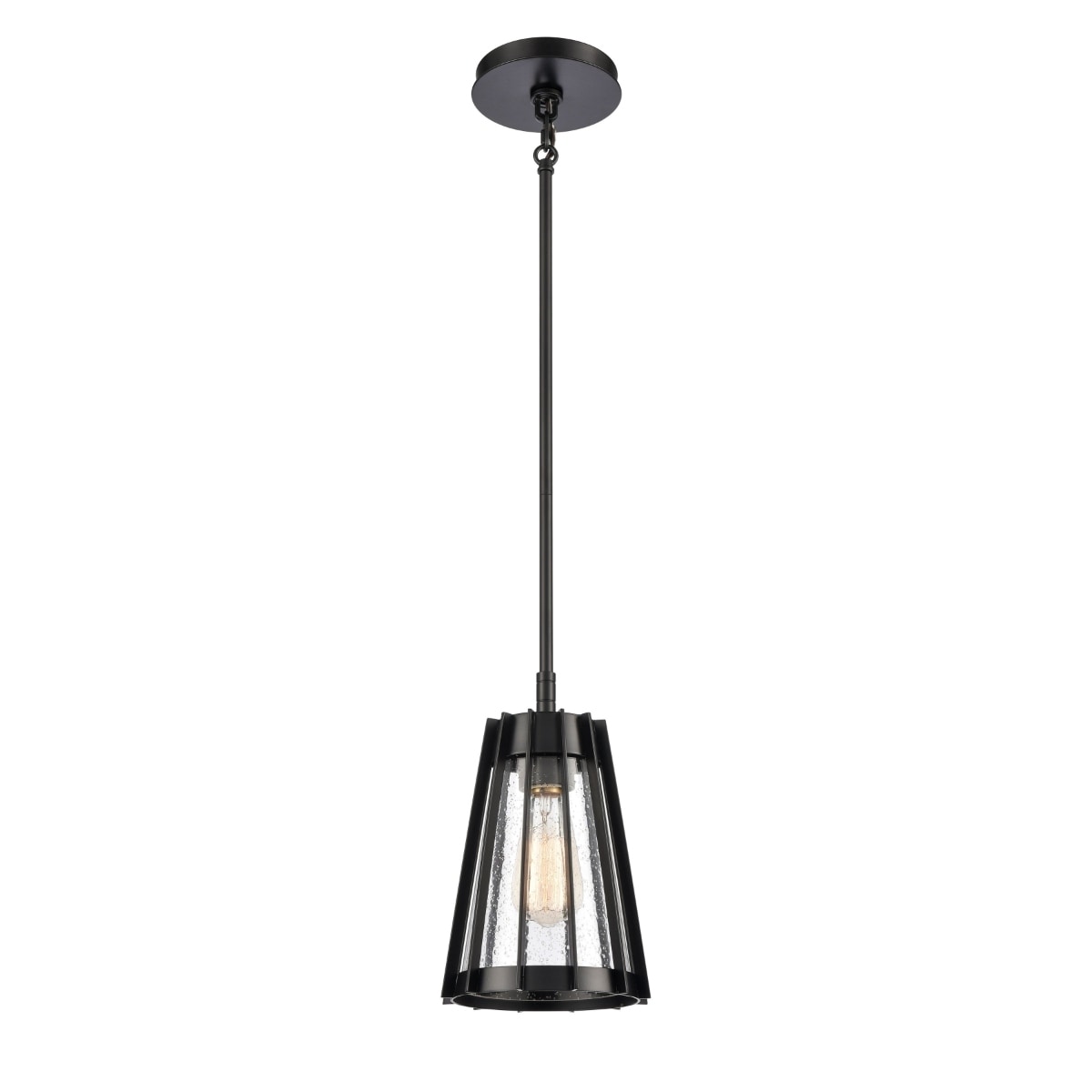 Open Louvers 6.75 Inch Wide 1 Light Mini Pendant In Matte Black 6.75In W X 6.75In D X 10.5In H