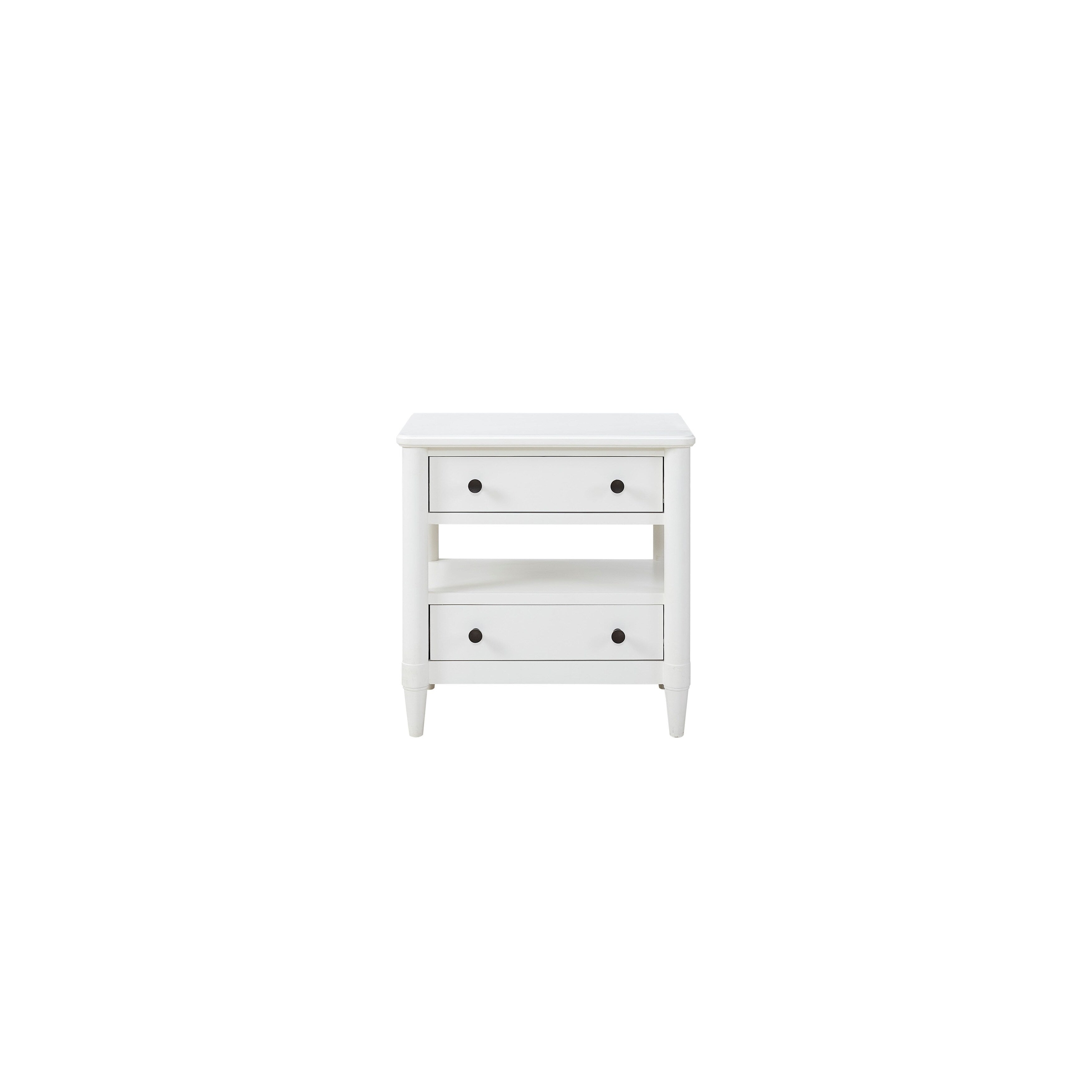 Open Nightstand White Finish With 2 Drawers