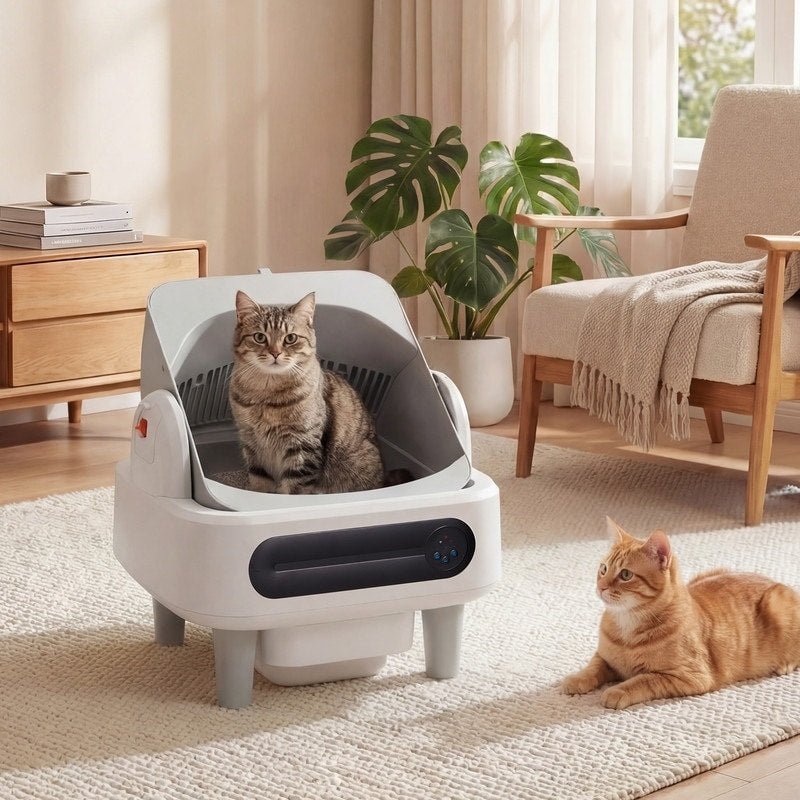 Open Top Self Cleaning Cat Litter Box 11L App Controlled Litter Box Dual Wifi Quiet Smart Sensor Multi Cat Use