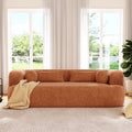Orange Boneless Couch Upholstered Sofa With Pillows 3 Seater Sofa Couch Settee Couch For Living Room
