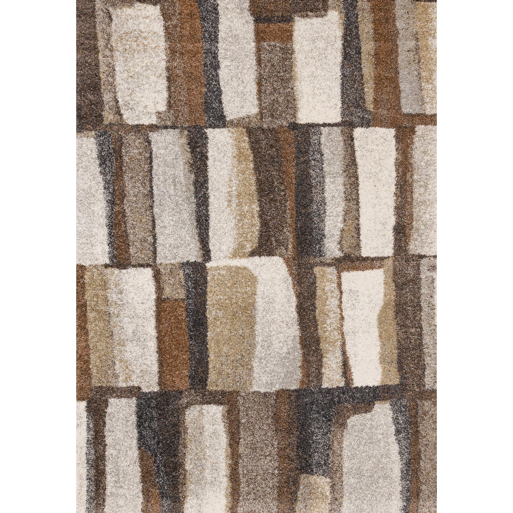 Orange Brown Cream Grey Dense Shag Rug