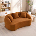 Orange Loveseat Sofa Couch Sleeper Sofa Couch With 3 Pillows Luxurious Upholstered 2 Seater Sofa Couch