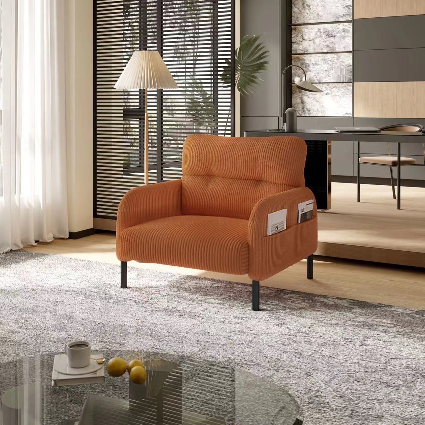 Orange Side Chair Accent Chair Office Chair Comfortable Coffee Chair Lobby Chair Padded Chair Sofa Chair
