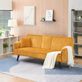 Orange Stylish Loveseat 2 Seater Sofa Couch With Hidden Cup Holder Sleeper Sofa Couch With Metal Legs