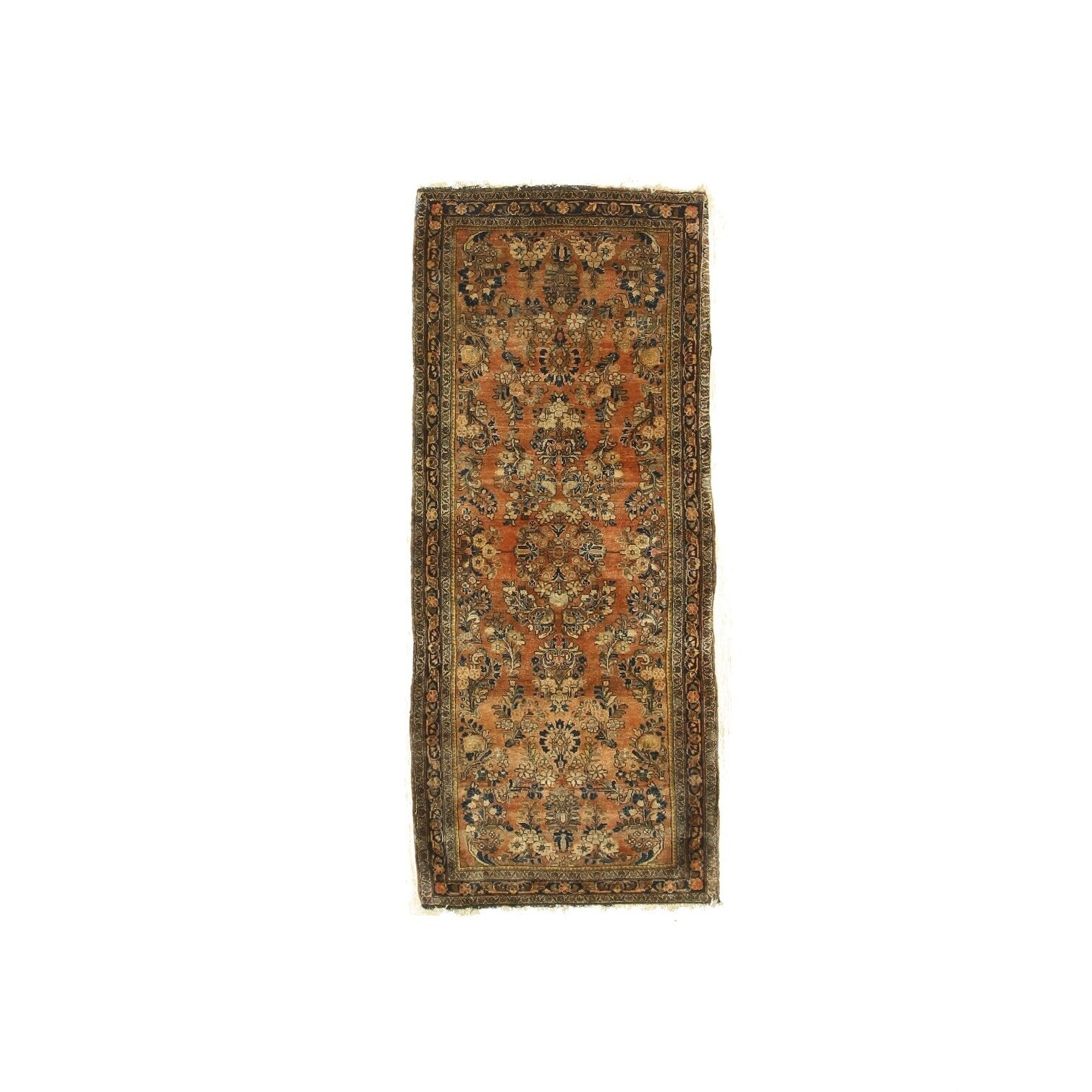 Orange Navy Hand Knotted Wool Traditional Oriental Sarouk Rug 2 8 X 6 6
