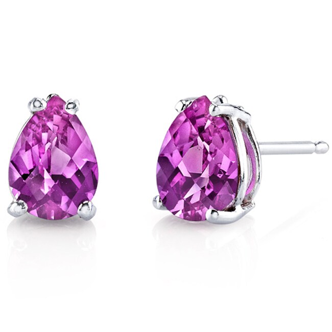 Oravo 14 Karat White Gold Pear Shape Gemstone Stud Earrings