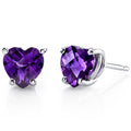 Oravo 14K White Gold Heart Cut Gemstone Stud Earrings