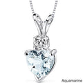 Oravo 14K White Gold Heart Shape Gemstone Diamond Accent Pendant