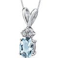 Oravo 14K White Gold Oval Cut Gemstone Diamond Accent Pendant