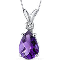 Oravo 14K White Gold Pear Cut Gemstone Diamond Accent Pendant
