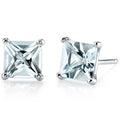 Oravo 14K White Gold Princess Cut Gemstone Stud Earrings