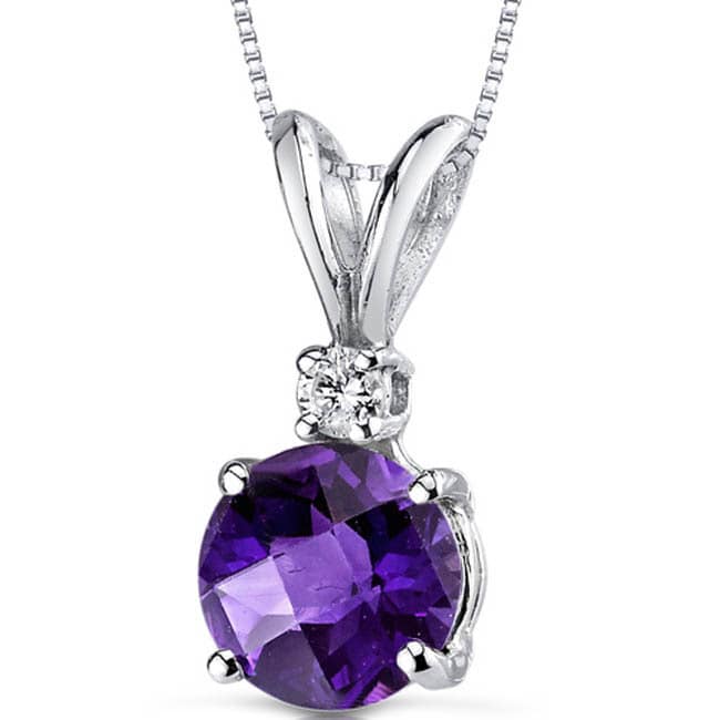 Oravo 14K White Gold Round Cut Gemstone Diamond Accent Pendant
