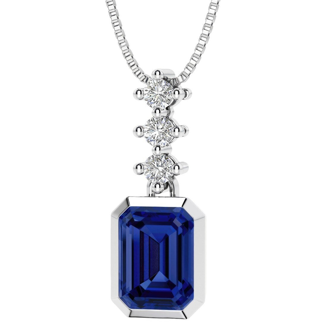 Oravo 3 Stone Gemstone Drop Pendant In Sterling Silver