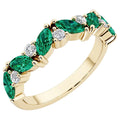 Oravo Alternating Marquise Gemstone Ring In Yellow Gold Plated Sterling Silver