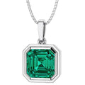 Oravo Bezel Set Asscher Cut Gemstone Drop Pendant Necklace In Sterling Silver