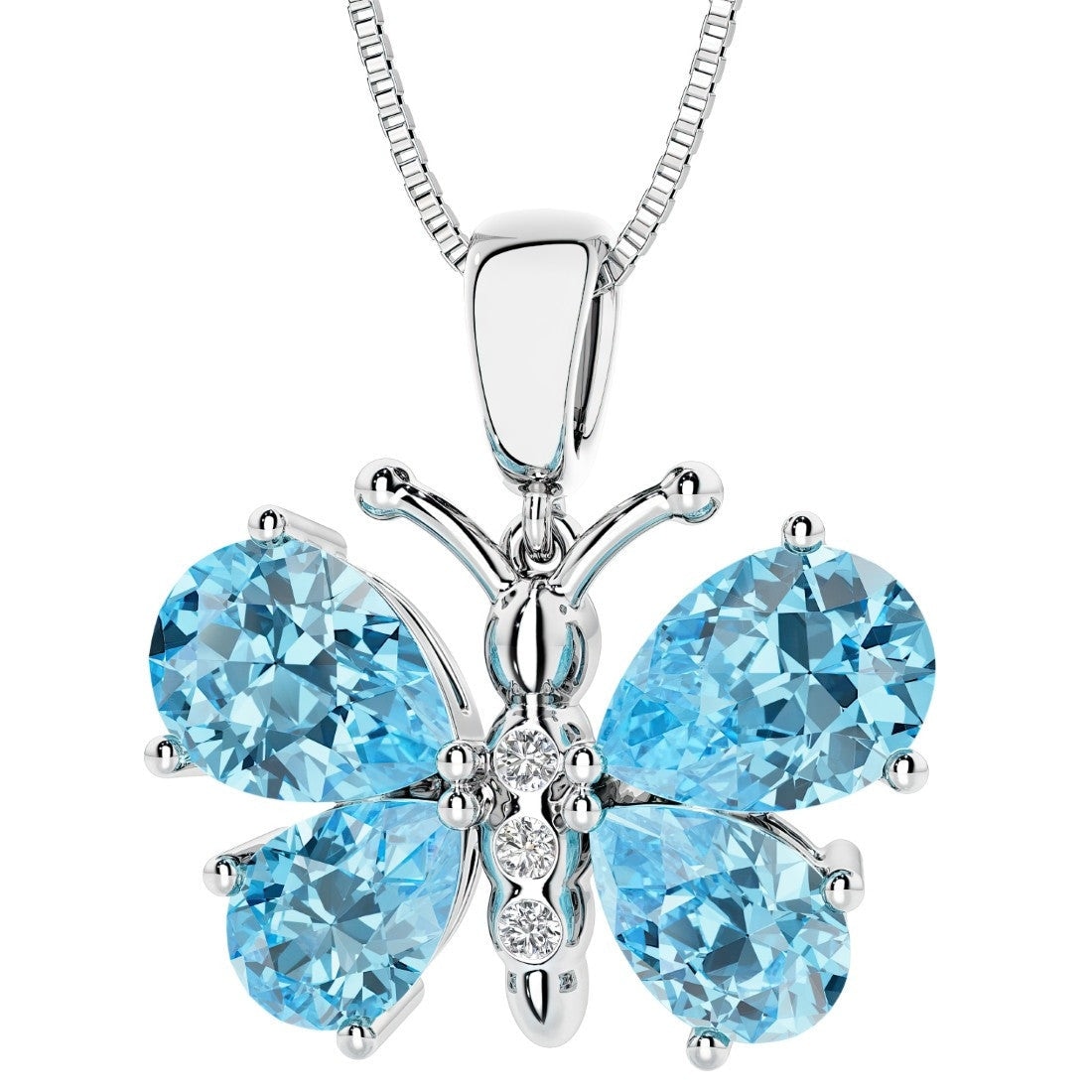 Oravo Butterfly Gemstone Pendant In Sterling Silver
