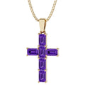 Oravo Cross Gemstone Pendant In Yellow Gold Plated Sterling Silver