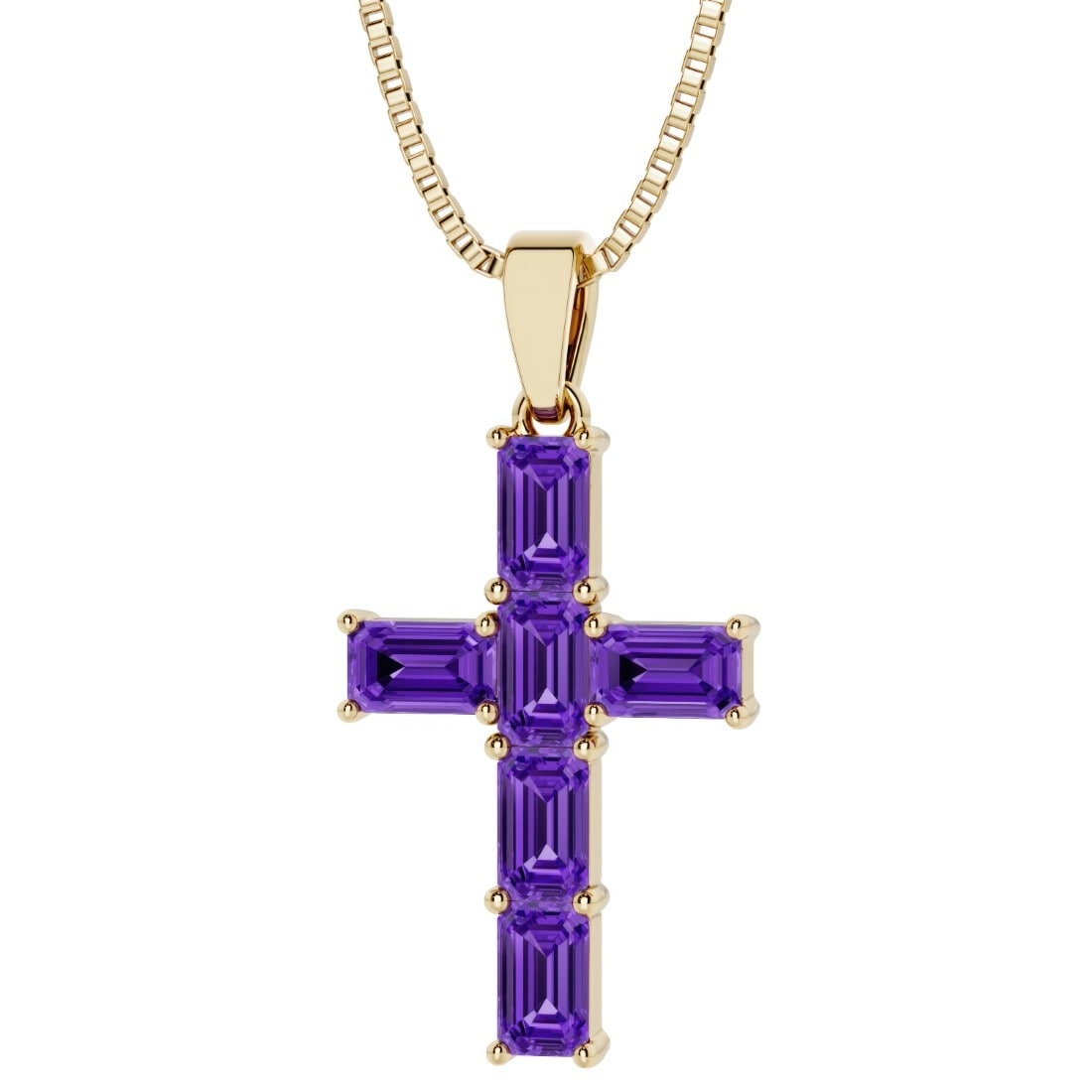 Oravo Cross Gemstone Pendant In Yellow Gold Plated Sterling Silver