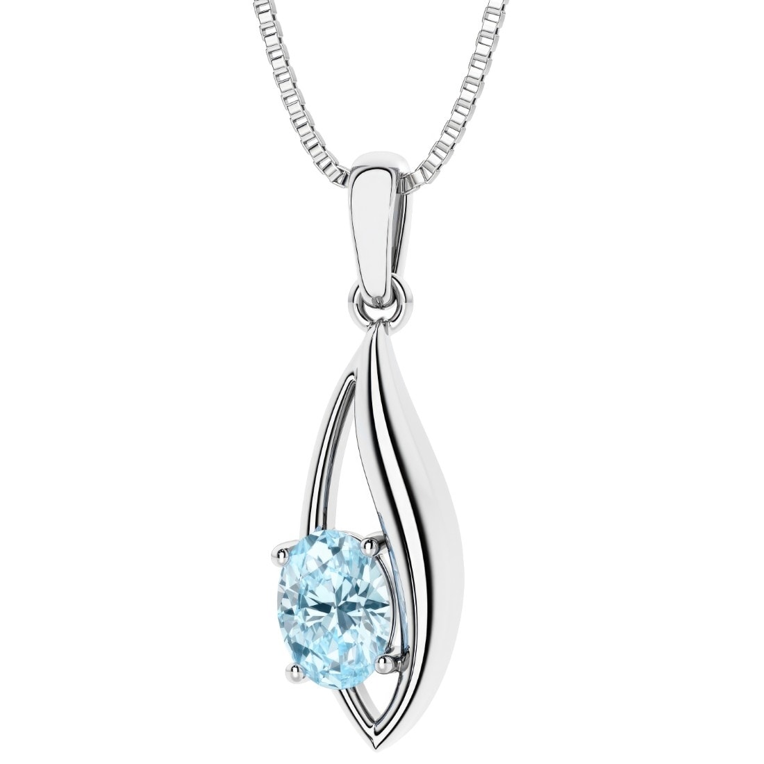 Oravo Curved Frame Gemstone Pendant Necklace In Sterling Silver
